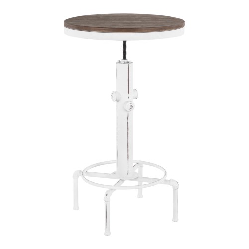 Hydra Adjustable Bar Table (Vintage White Metal + Brown)